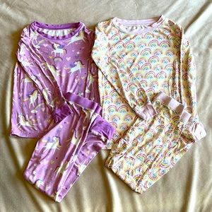 Little Sleepies 2 piece pajamas.  3T, 2 pair, Girls- Unicorn & Rainbow